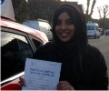 Afaf with Driving test pass certificate